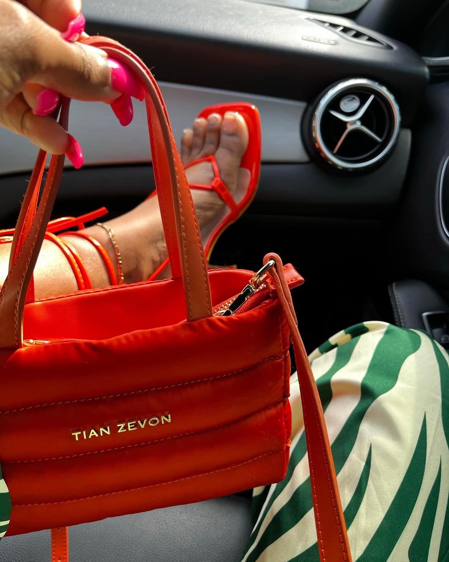 Orange puffer bag mini handbag 